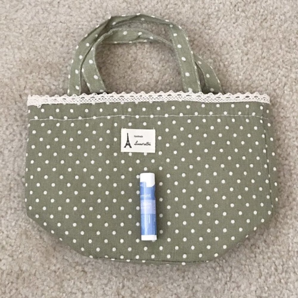 Mini Handmade Collapsible Green Bucket Bag - Picture 8 of 9